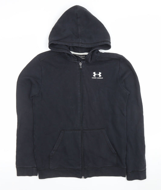 Under Armour Boys Black XL Full Zip Hoodie Sweatshirt Loose Fit