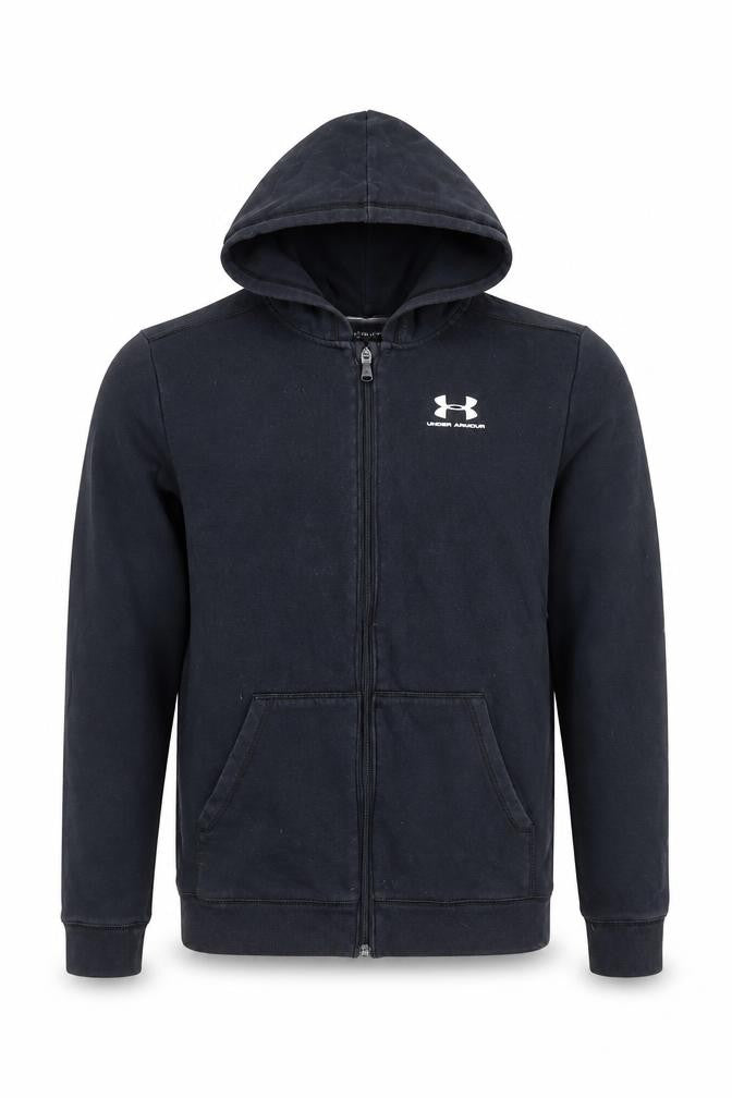 Under Armour Boys Black XL Full Zip Hoodie Sweatshirt Loose Fit