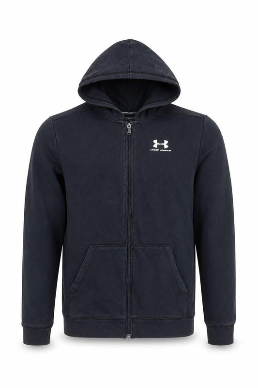 Under Armour Boys Black XL Full Zip Hoodie Sweatshirt Loose Fit