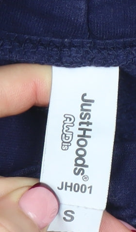 JustHoods AWDis Men's Navy Pullover Hoodie Small Graphic Print Funny Quote Cotton Blend