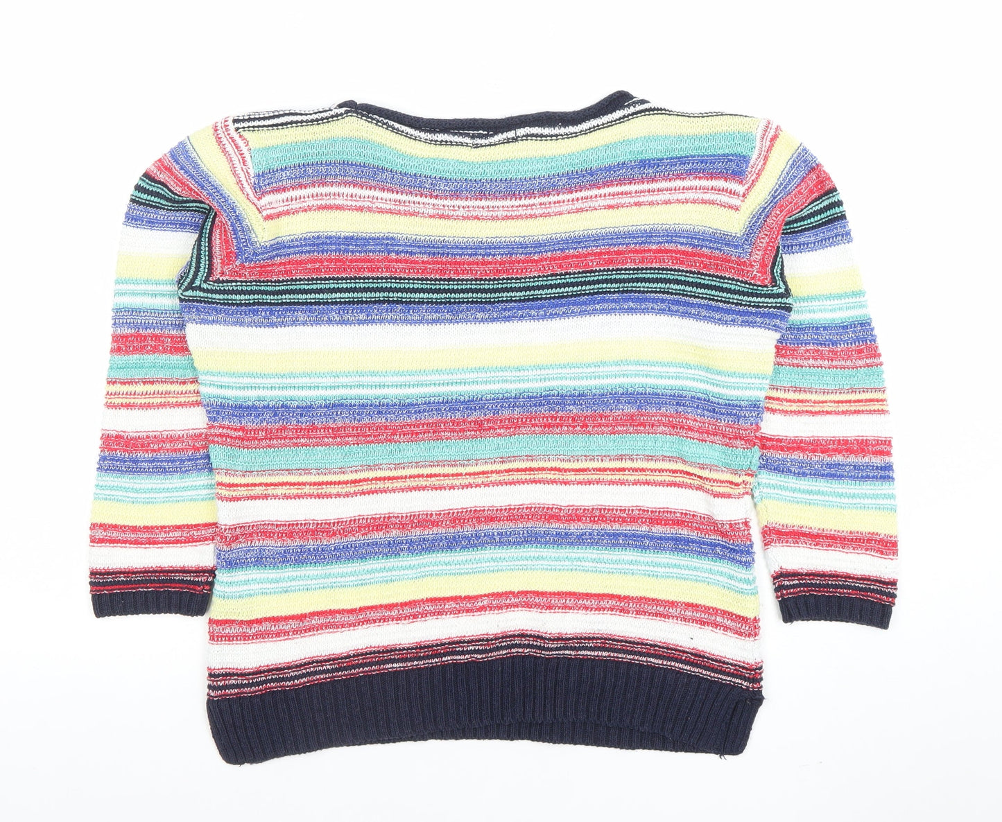 M&Co Women's Multicoloured Striped Crew Neck Pullover Jumper Size 10