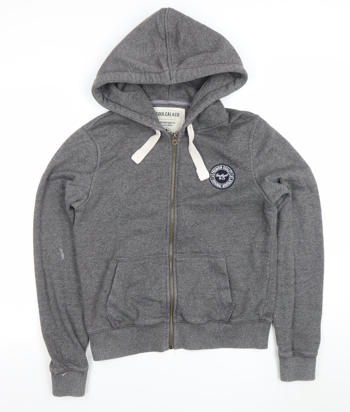 SoulCal & Co Women Grey Full Zip Hoodie UK 12 Cotton Blend Casual