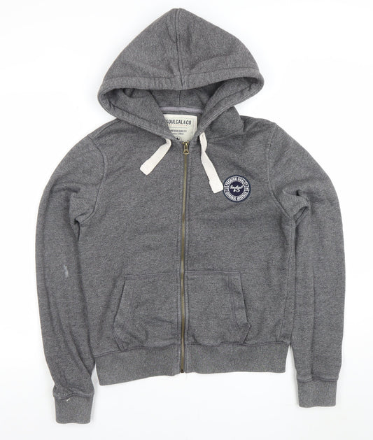 SoulCal & Co Women Grey Full Zip Hoodie UK 12 Cotton Blend Casual
