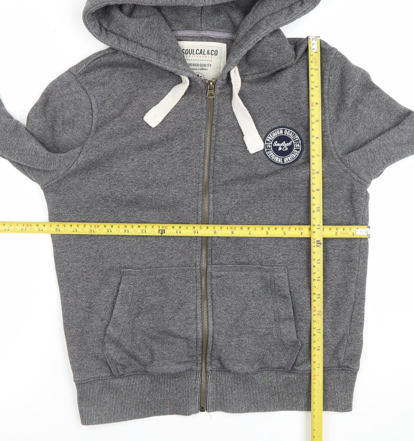 SoulCal & Co Women Grey Full Zip Hoodie UK 12 Cotton Blend Casual