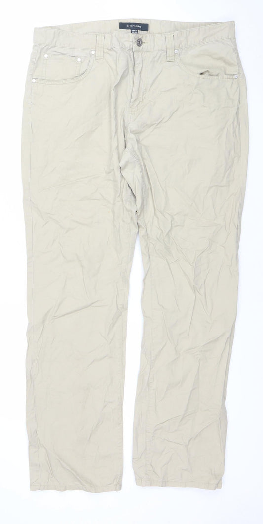 Bossini Jeans Men's Beige 36x33 Regular Fit Chino Trousers