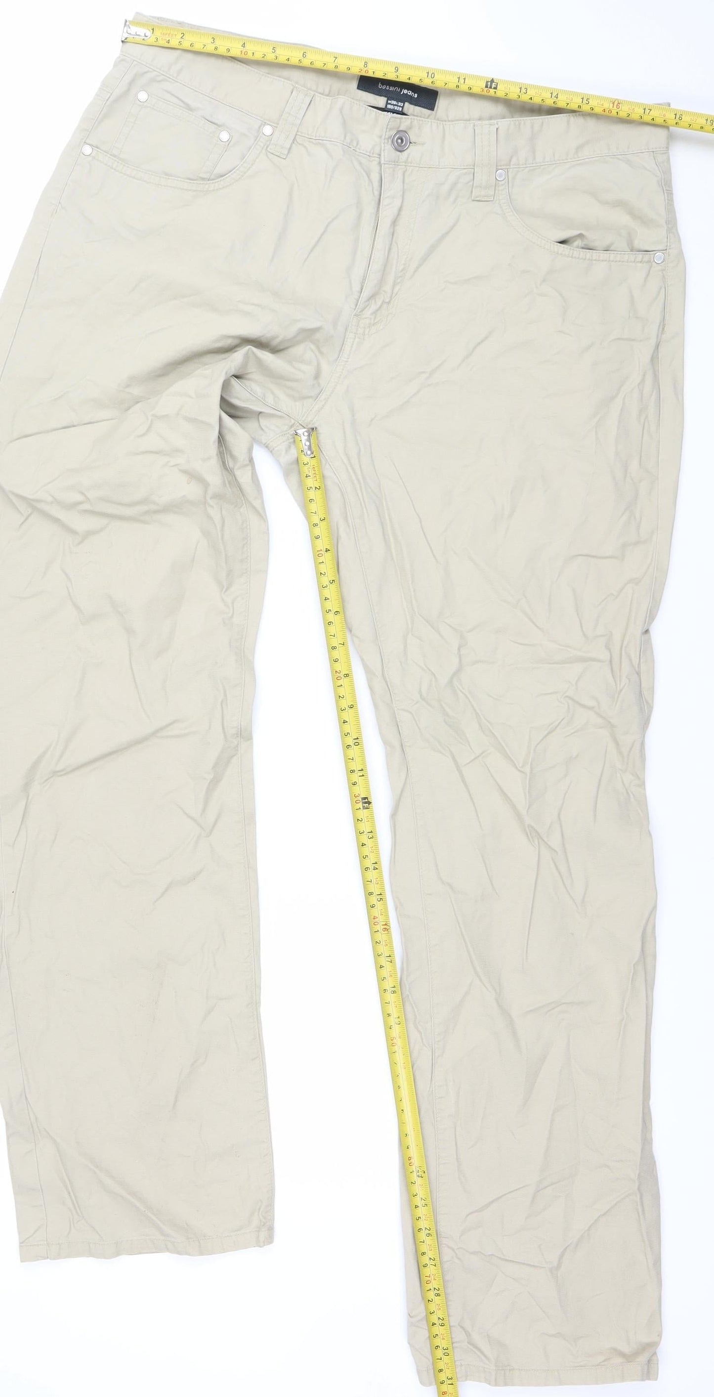 Bossini Jeans Men's Beige 36x33 Regular Fit Chino Trousers