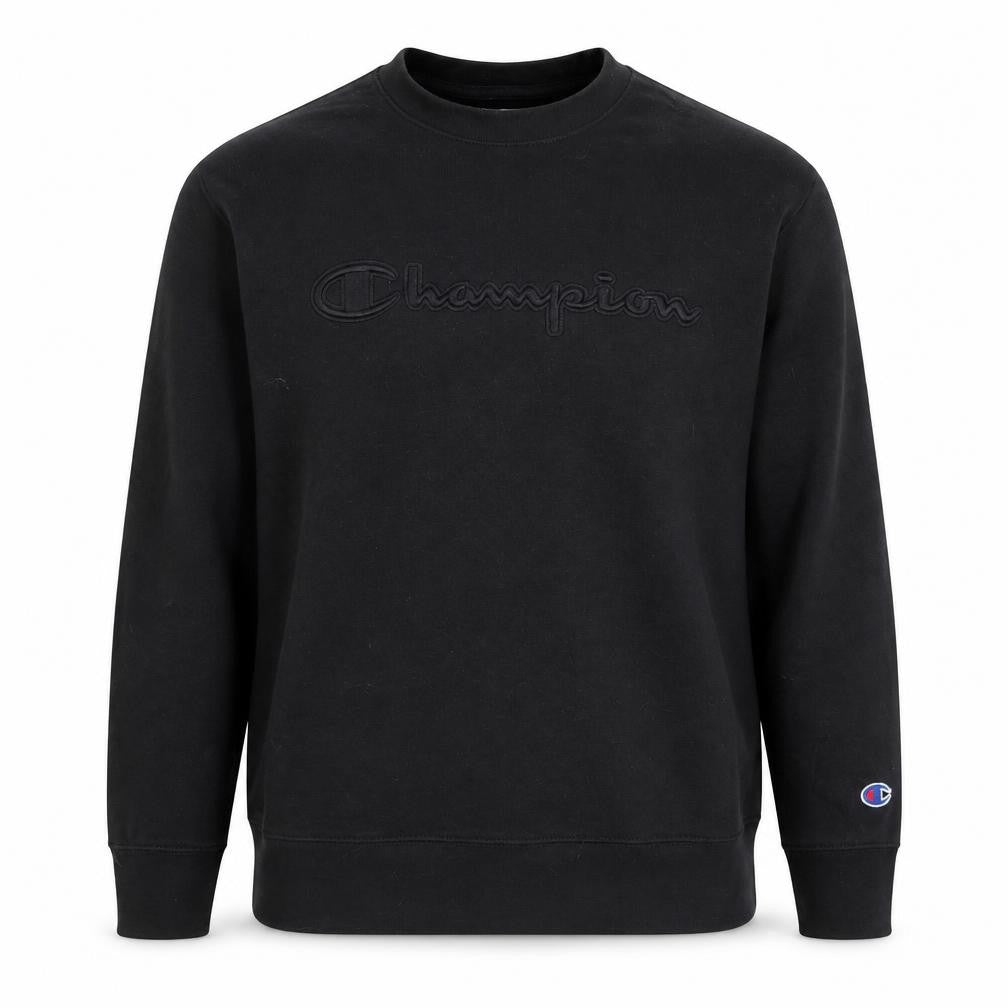 Champion Men's Black Large Crew Neck Sweatshirt Pullover Logo
