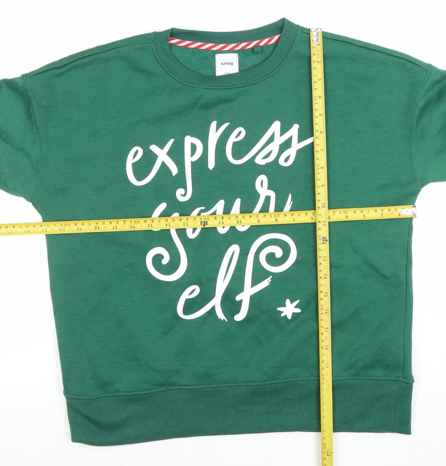 Sinsay Women's Green Christmas Pullover Jumper Size S