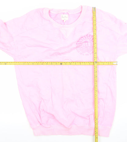 Next Women Pink Cotton Crew Neck Pullover Jumper Size S