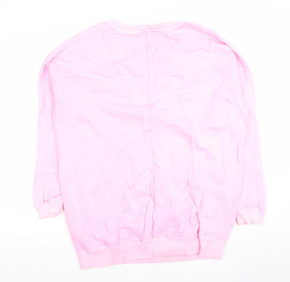 Next Women Pink Cotton Crew Neck Pullover Jumper Size S