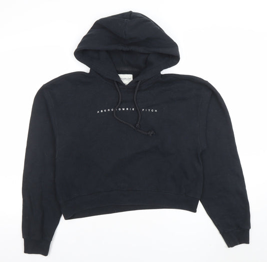 Abercrombie & Fitch Unisex Black XS Pullover Hoodie Logo Fleece