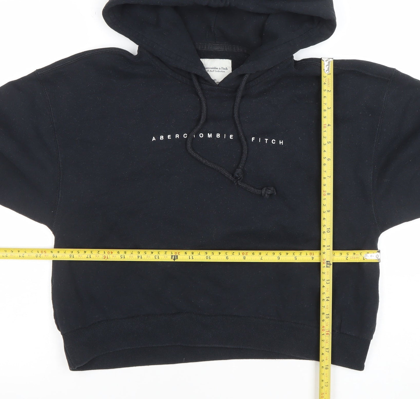 Abercrombie & Fitch Unisex Black XS Pullover Hoodie Logo Fleece