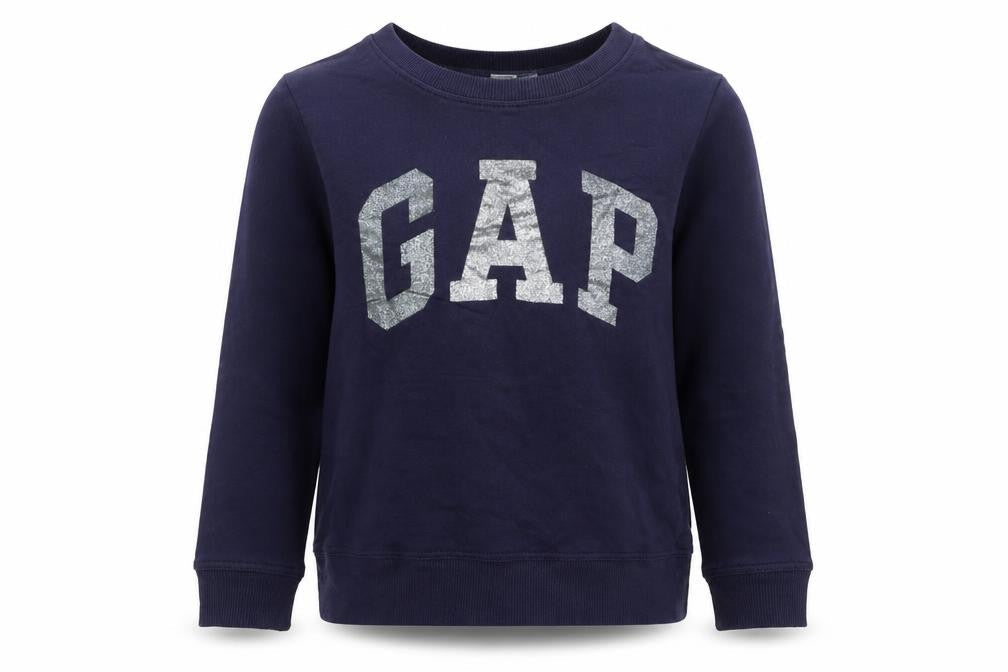 GAP Girls Blue Glitter Logo Sweatshirt Size S Pullover Fleece