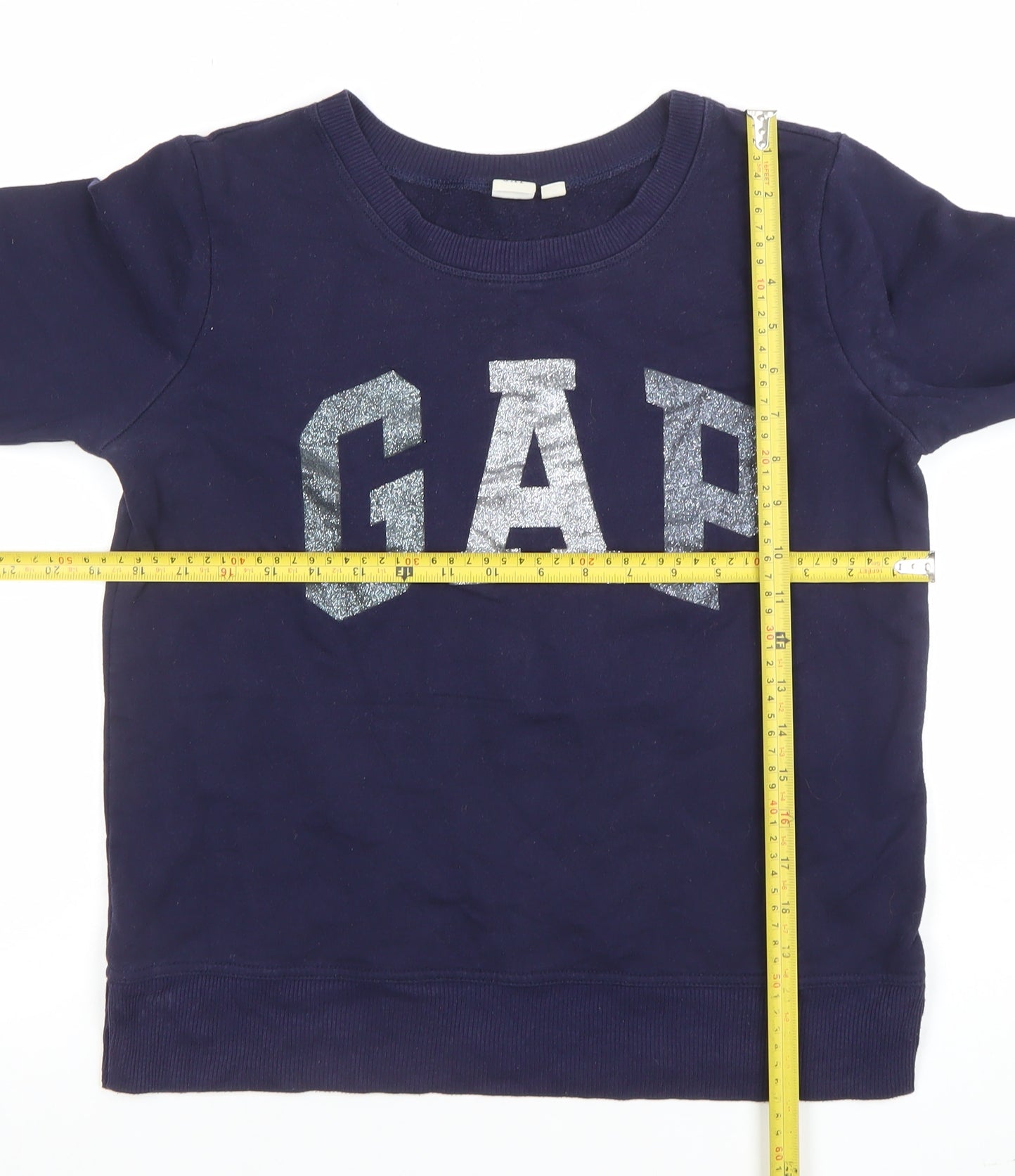 GAP Girls Blue Glitter Logo Sweatshirt Size S Pullover Fleece