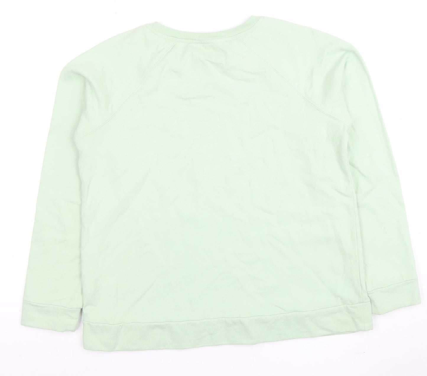 Woolovers Womens Mint Green Long Sleeve Pullover Sweatshirt M Cotton Ruffle Trim