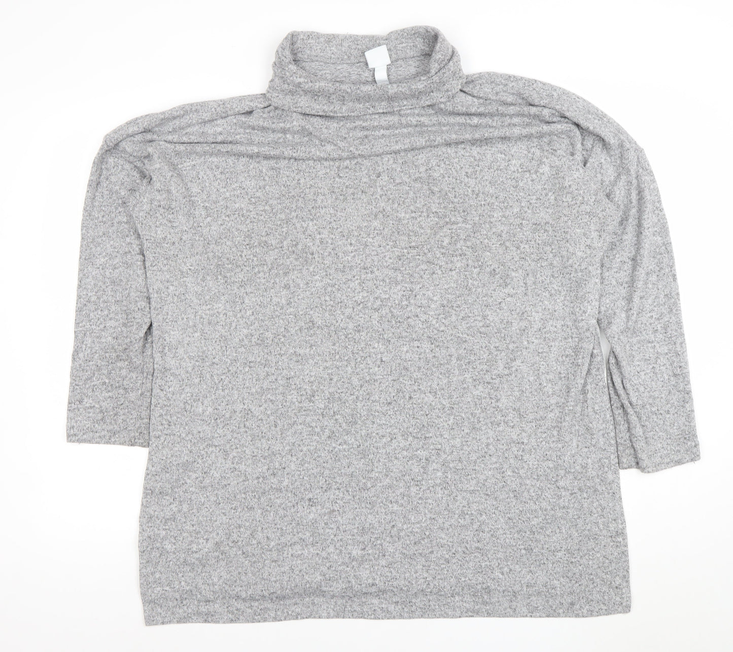 H&M Women’s Grey Roll Neck Relaxed Knit Jumper XL