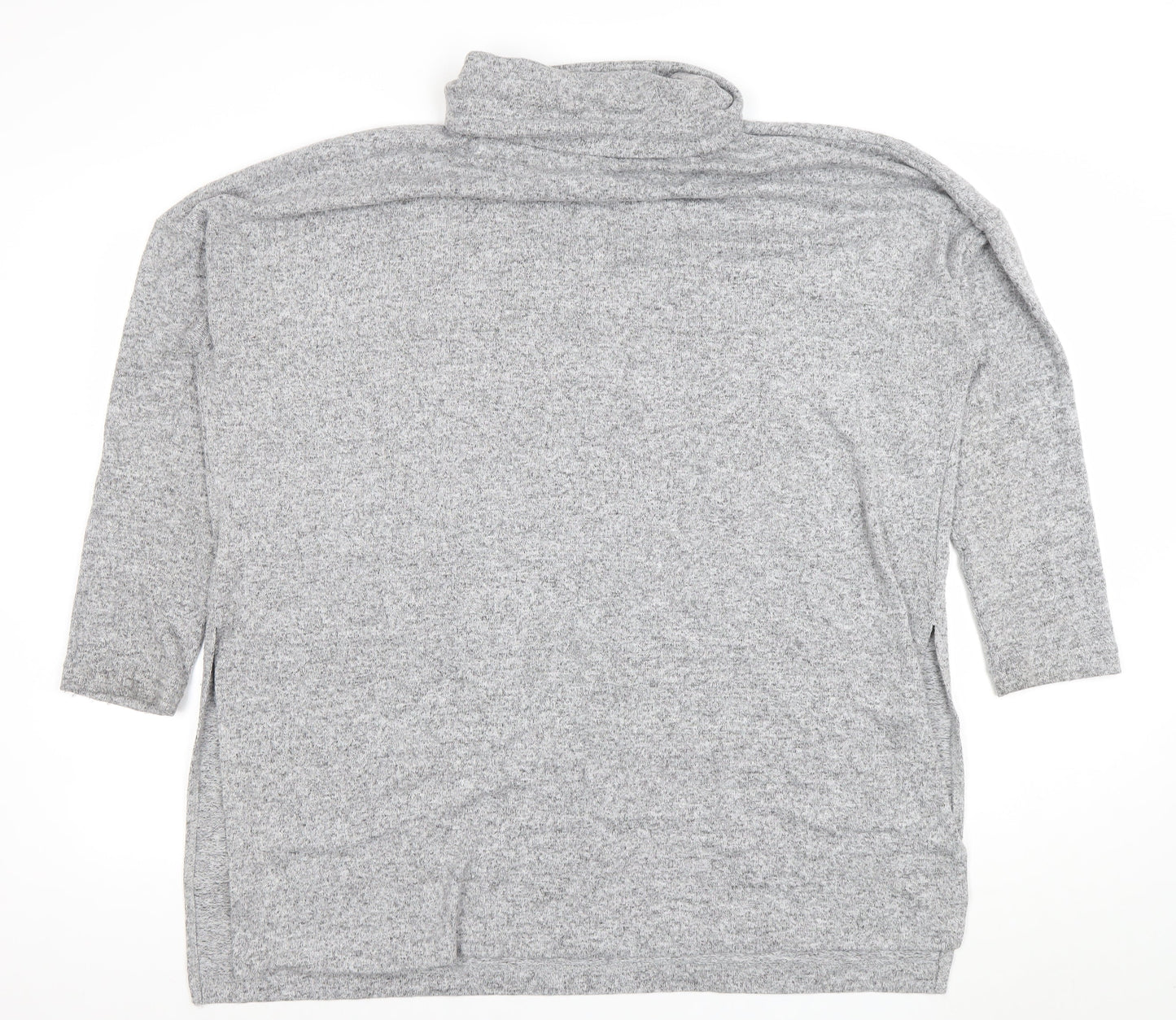 H&M Women’s Grey Roll Neck Relaxed Knit Jumper XL