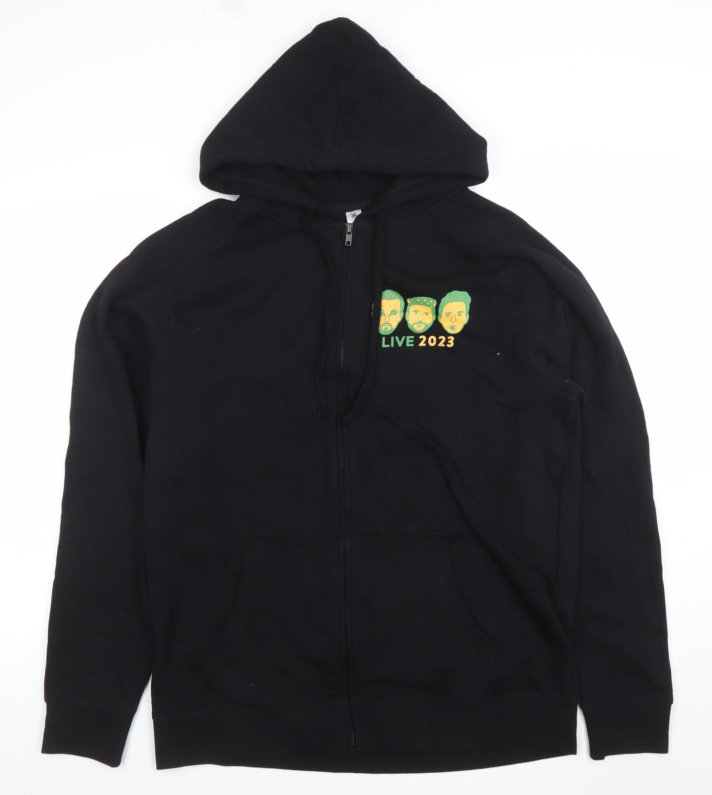 AS Colour Men's Black Full Zip Hoodie XL Graphic Live 2023 Sweatshirt