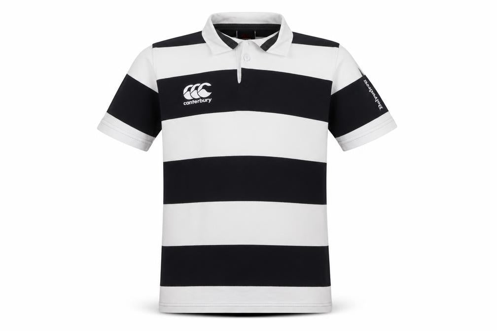 Canterbury Boys Black & White Striped Rugby Polo Shirt 14 Years