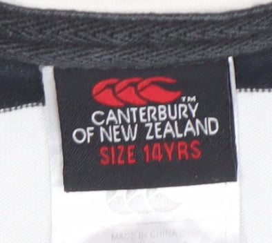 Canterbury Boys Black & White Striped Rugby Polo Shirt 14 Years