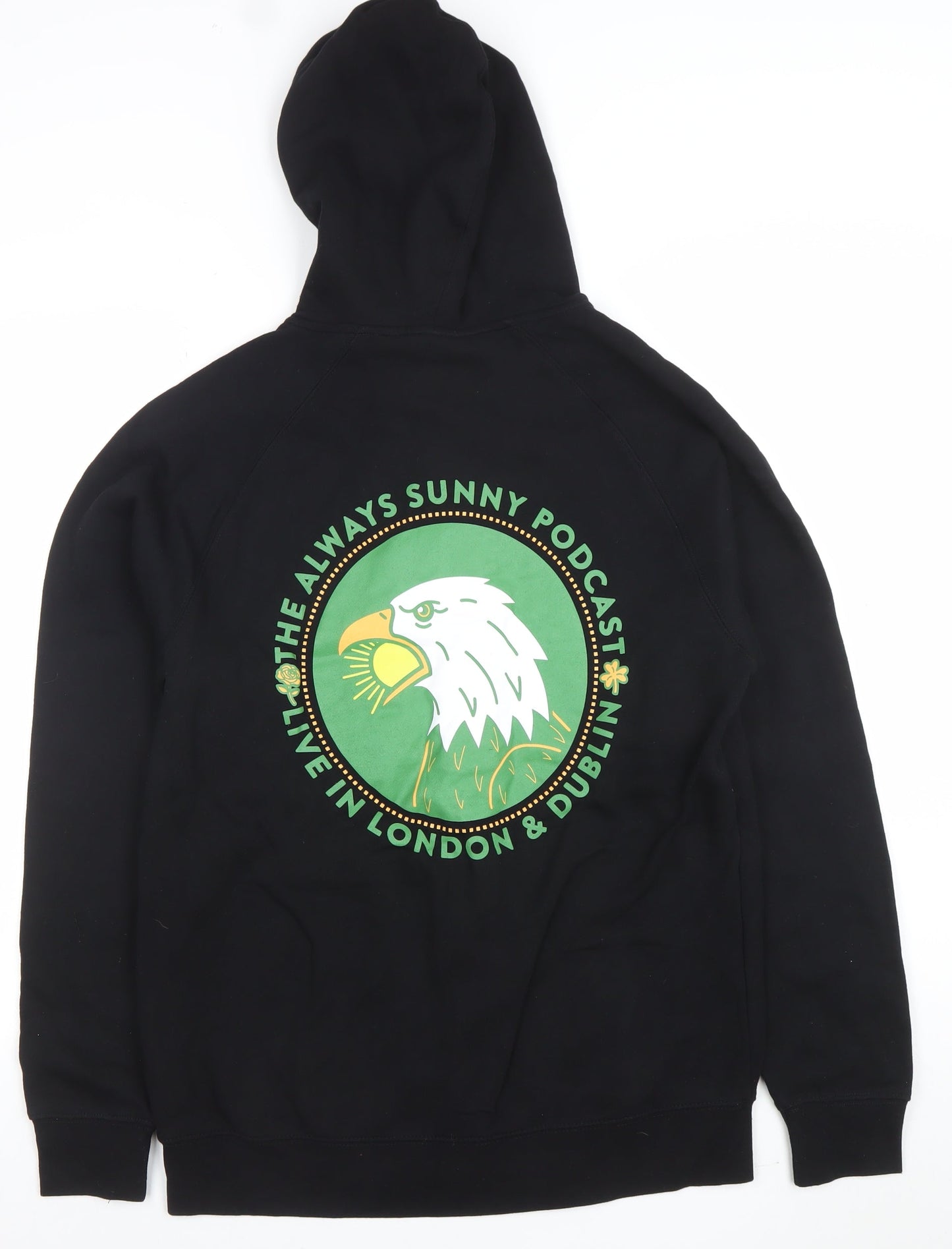 AS Colour Men's Black Full Zip Hoodie Small Graphic 2023 Live Print