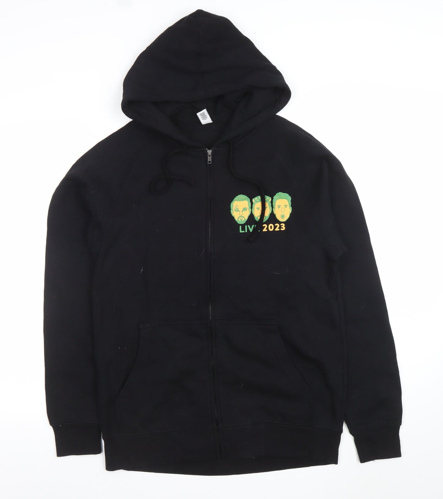 AS Colour Men's Black Full Zip Hoodie Small Graphic 2023 Live Print