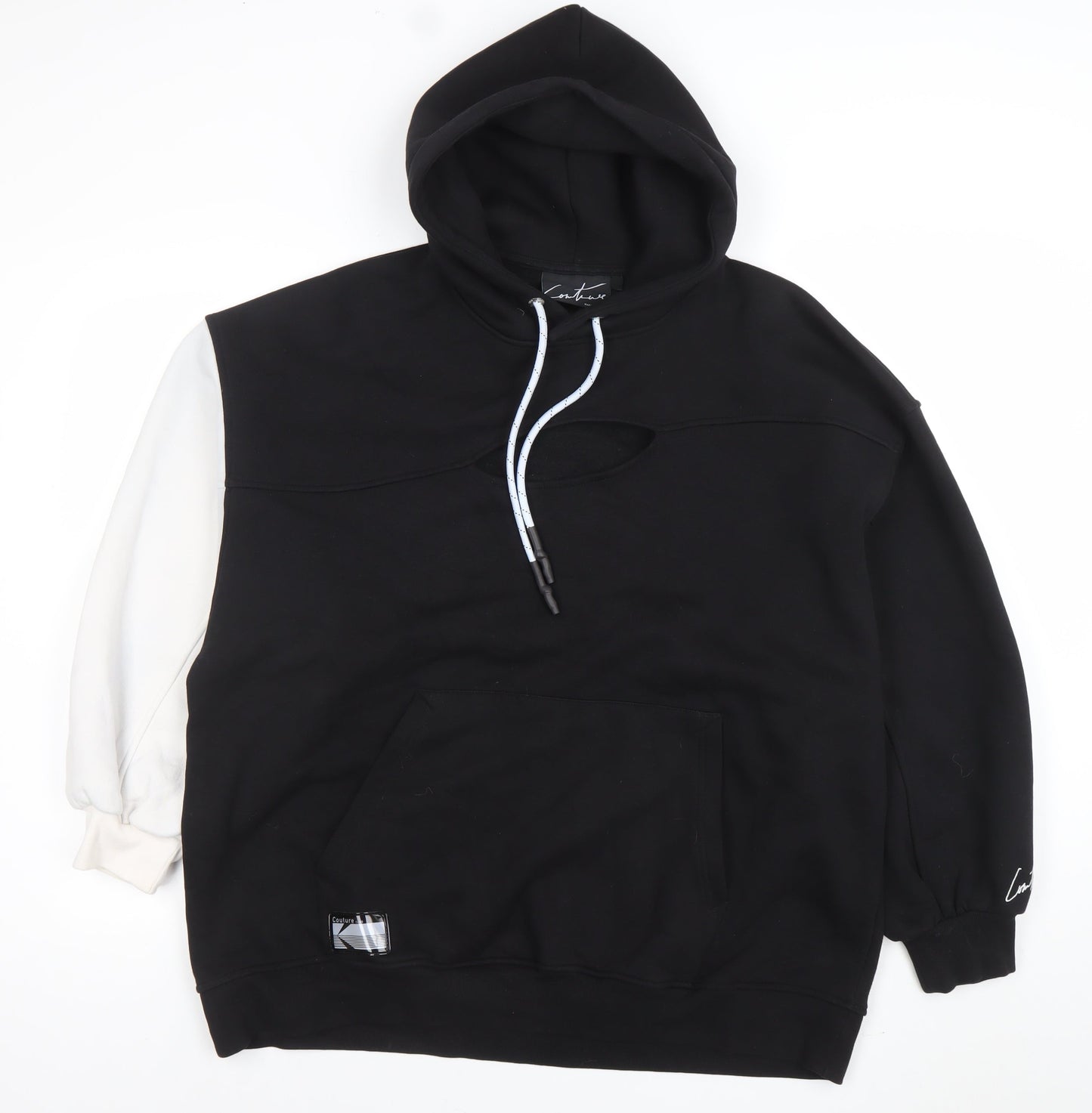 The Couture Club Women's Black & White Pullover Hoodie UK 10