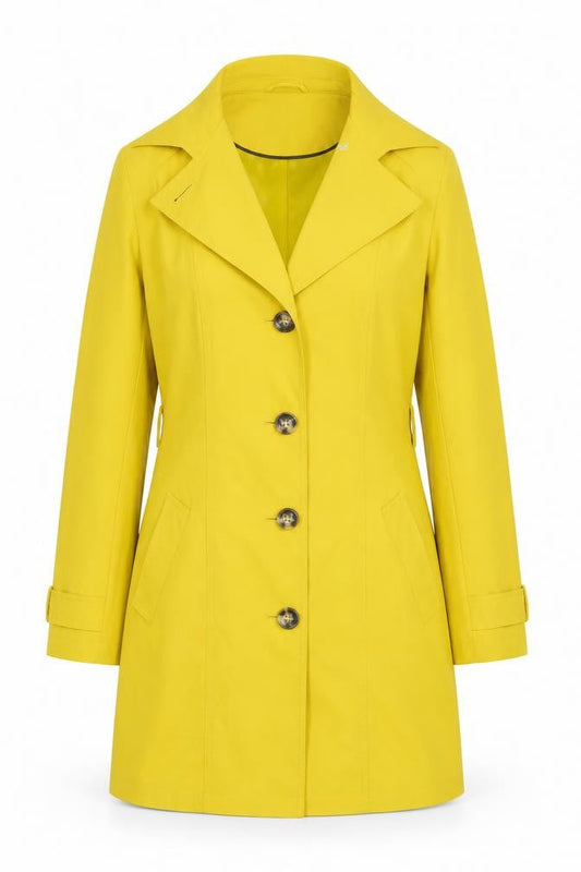Marks & Spencer Women Yellow Trench Coat Size 8 Long Lined Button Detail