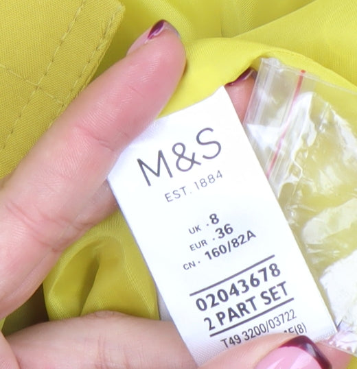 Marks and Spencer Women Yellow Trench Coat Size 8 Long Lined Button Detail