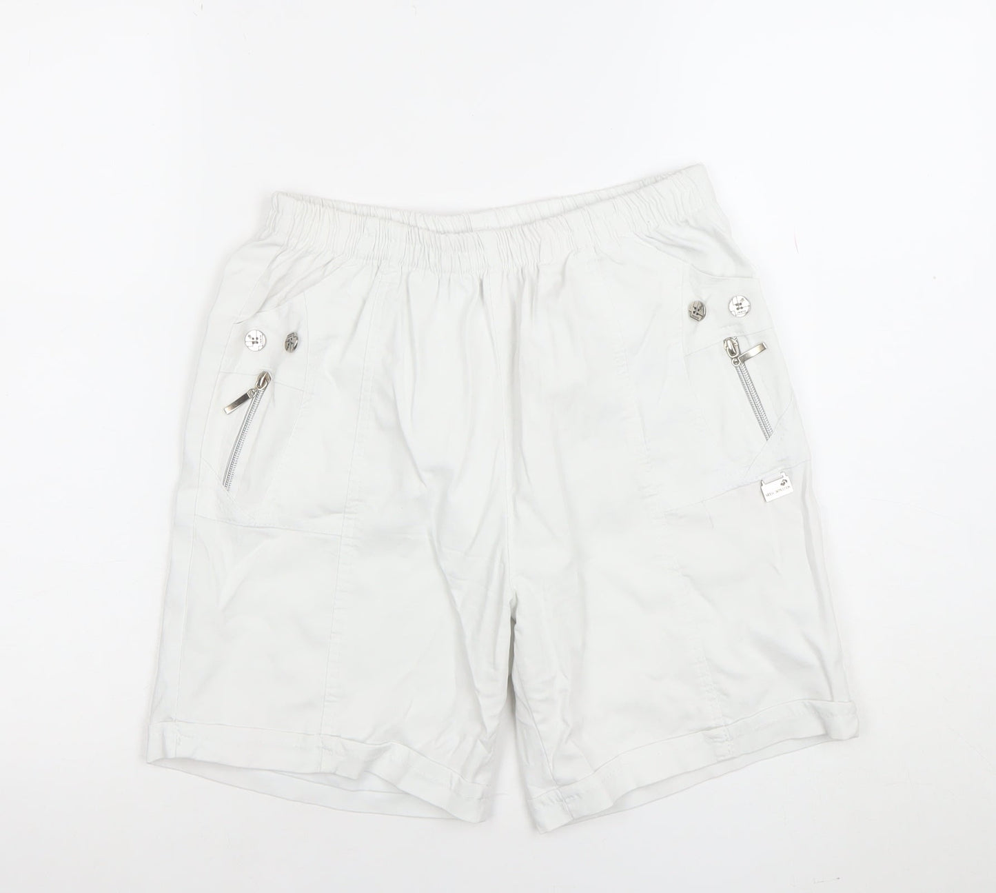 Moda Impresion Womens White XL Cargo Shorts Cotton Blend