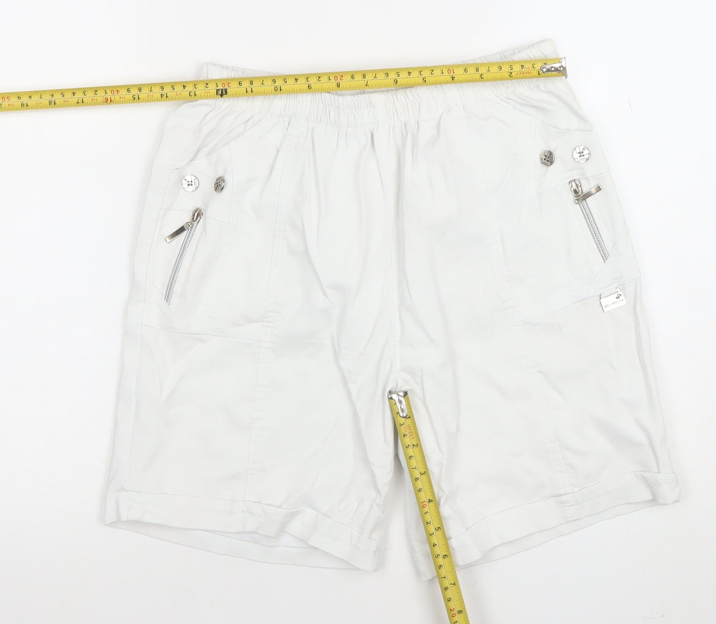 Moda Impresion Womens White XL Cargo Shorts Cotton Blend
