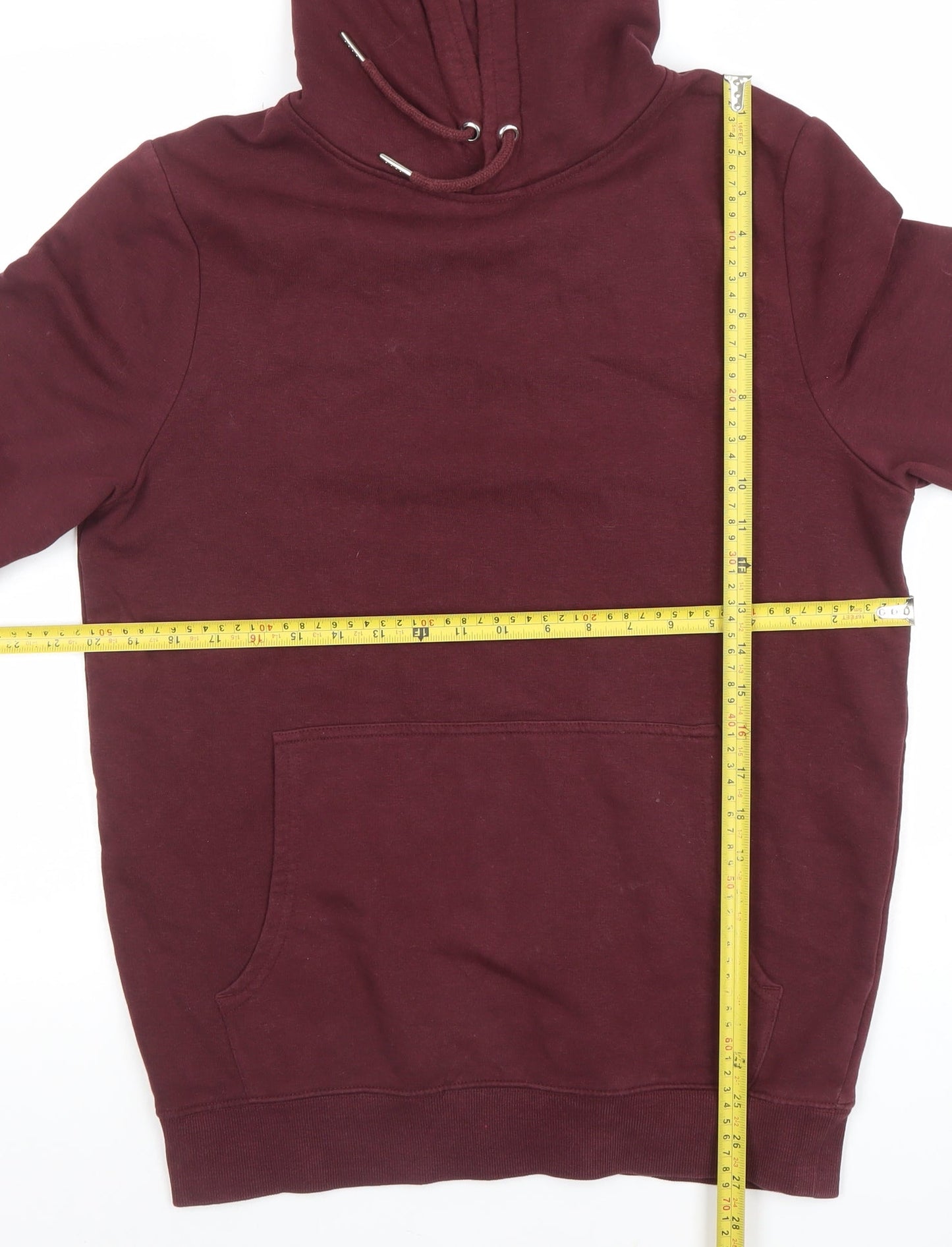 New Look Men’s Red Pullover Hoodie Size S Regular Fit Fleece