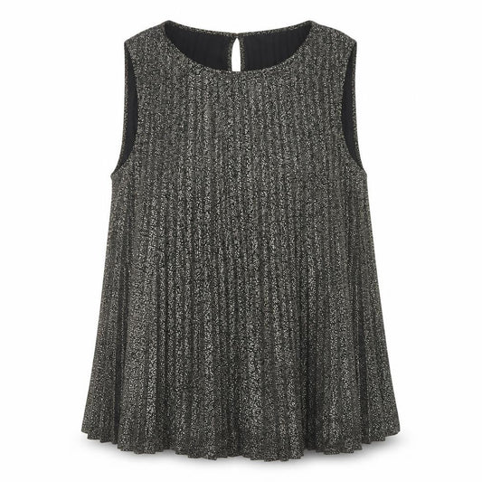 F&F Women Black Pleated Metallic Sleeveless Tunic Blouse UK 10