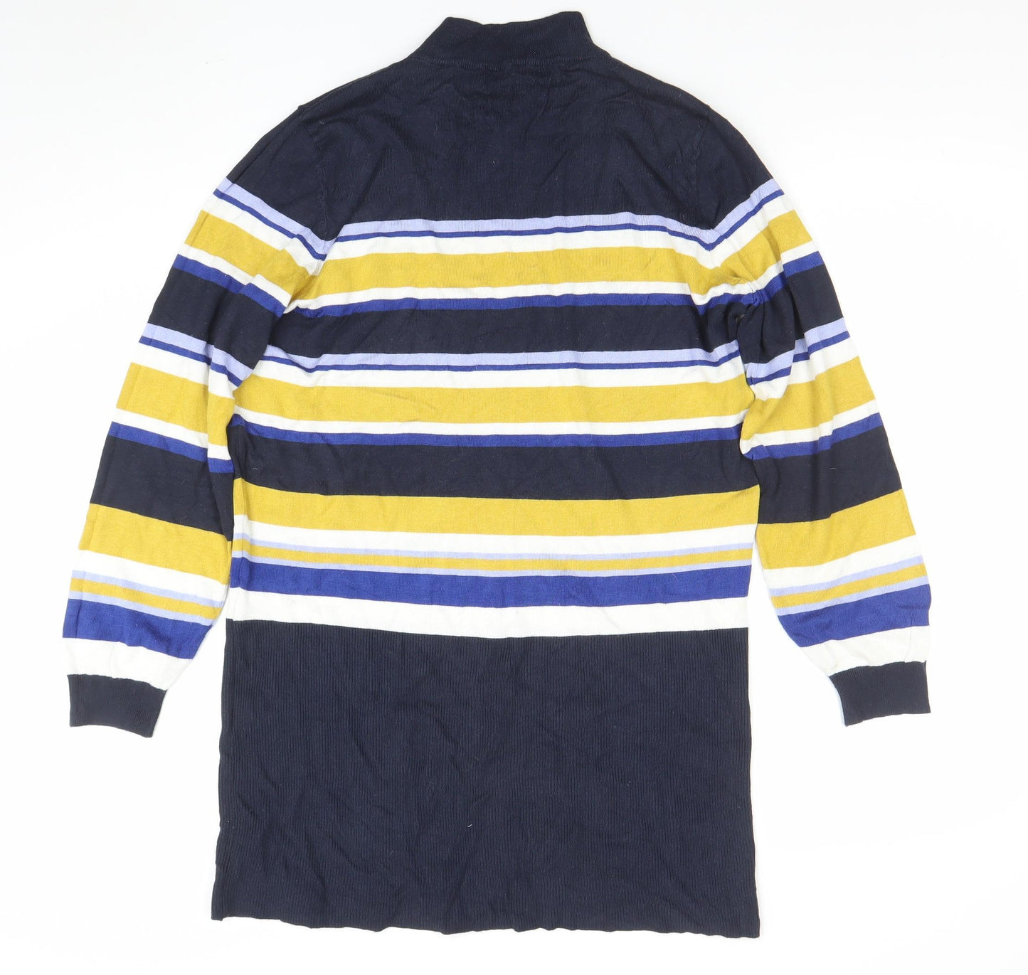 Marks and Spencer Womens Multicoloured Stripe Roll Neck Tunic Jumper Size 18