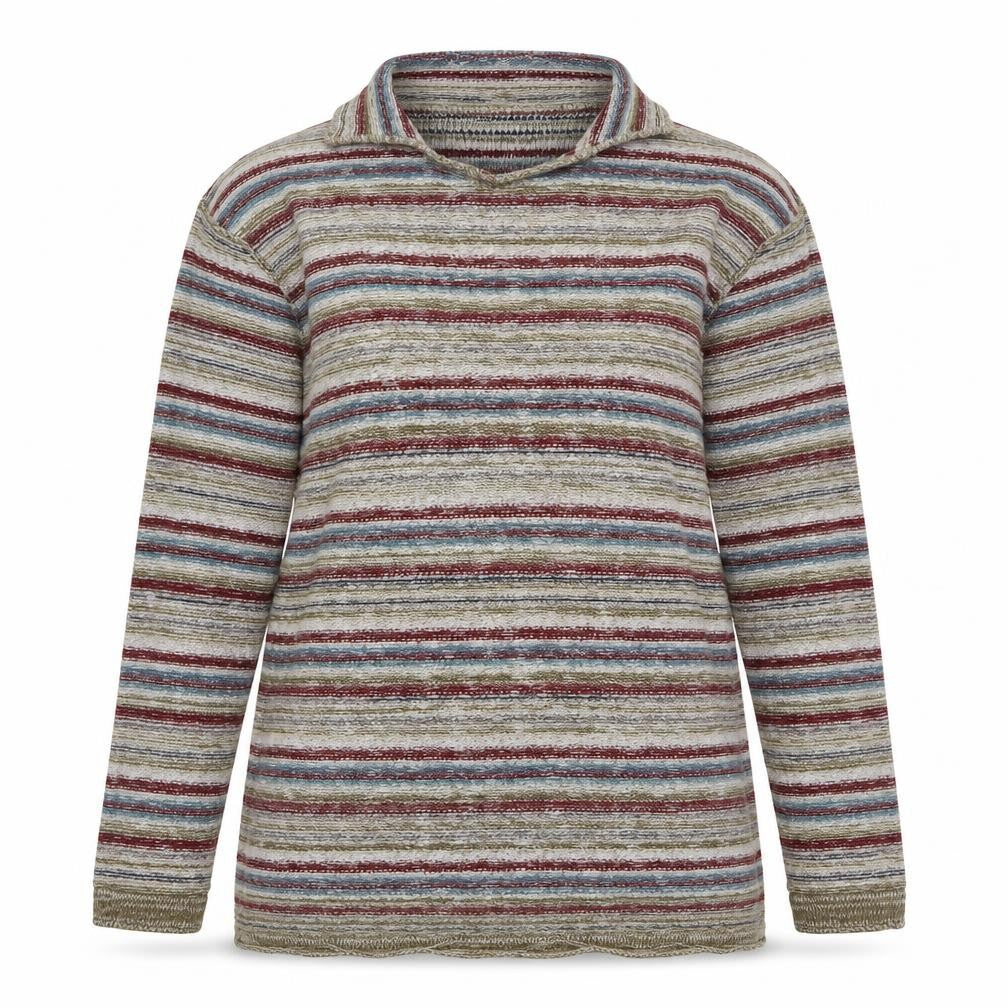 Meridian Essentials Womens Multicoloured Collared Striped Knit Jumper M