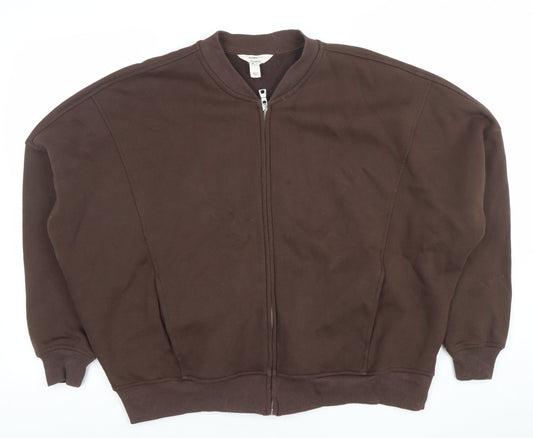 Twyford Relaxed Brown Full Zip Sweatshirt Women's M Cotton Blend Casual