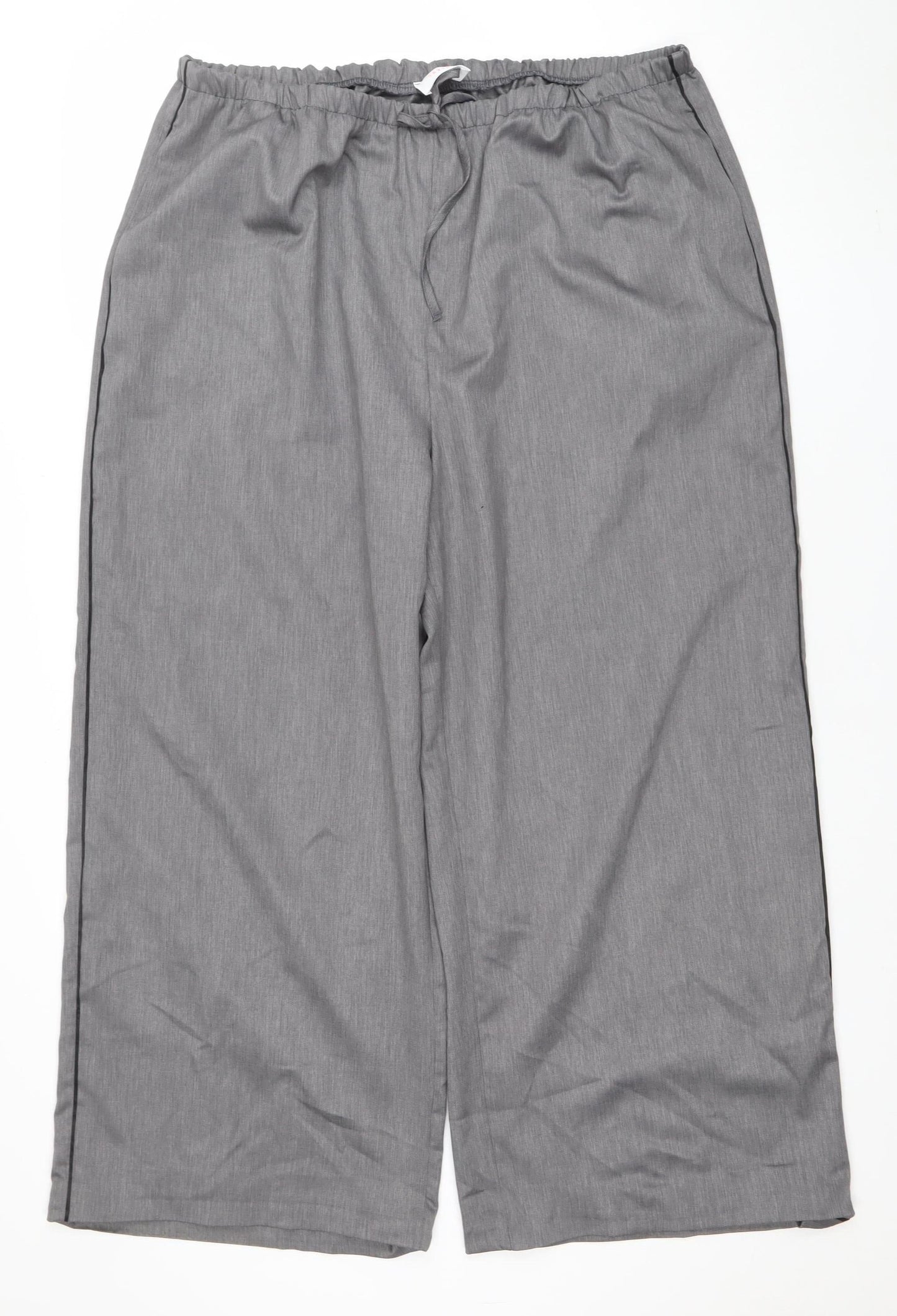 Savida Women Grey Wide-Leg Elastic Waist Trousers Size 18