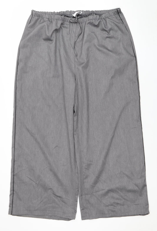 Savida Women Grey Wide-Leg Elastic Waist Trousers Size 18