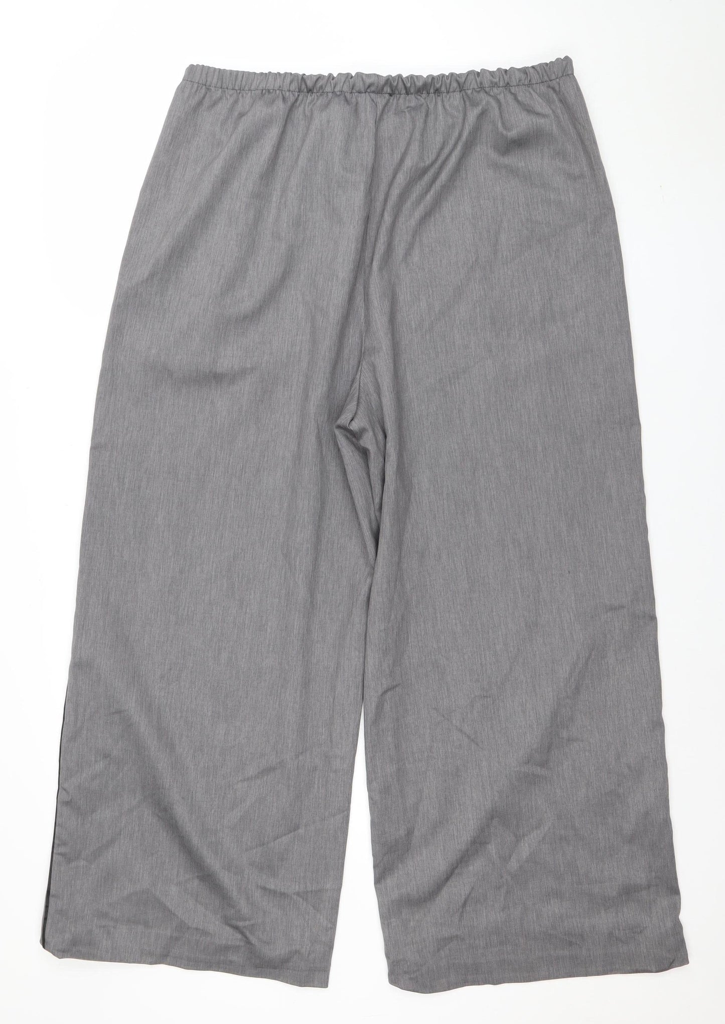 Savida Women Grey Wide-Leg Elastic Waist Trousers Size 18