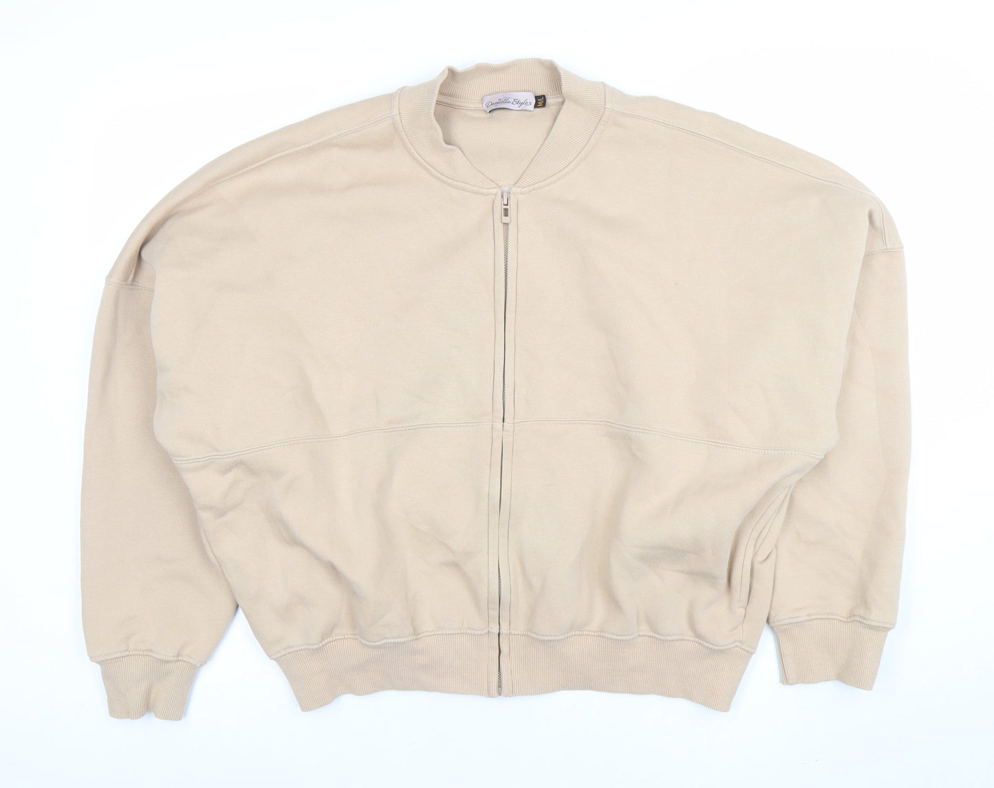 Danielle Styles Women Beige Full Zip Sweatshirt M/L Cotton Blend