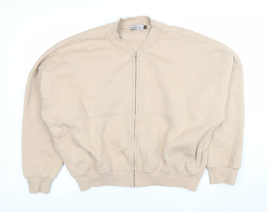 Danielle Styles Women Beige Full Zip Sweatshirt M/L Cotton Blend