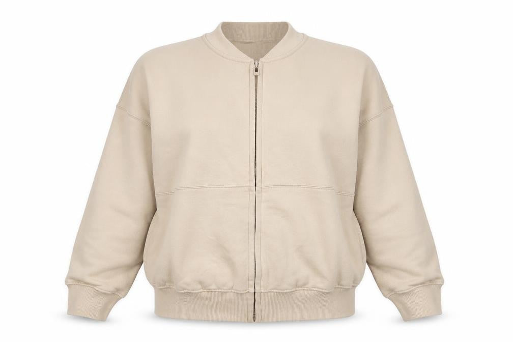 Danielle Styles Women Beige Full Zip Sweatshirt M/L Cotton Blend