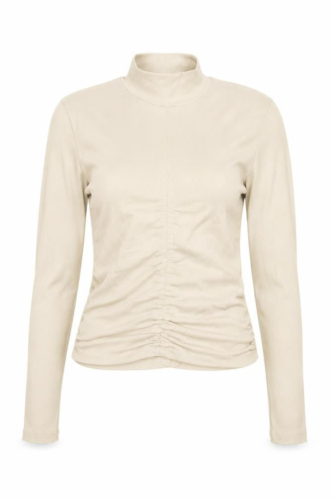 ZARA Women Beige Roll Neck Long Sleeve Jersey Top Size S