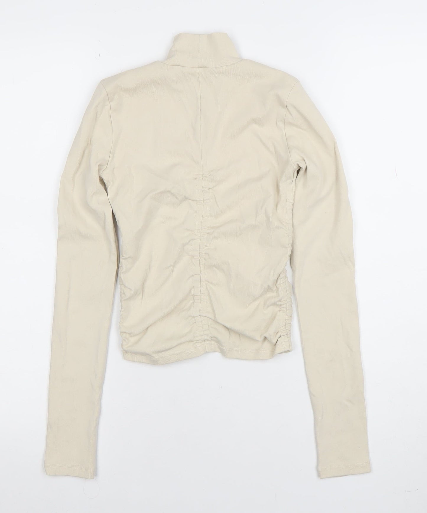 ZARA Women Beige Roll Neck Long Sleeve Jersey Top Size S