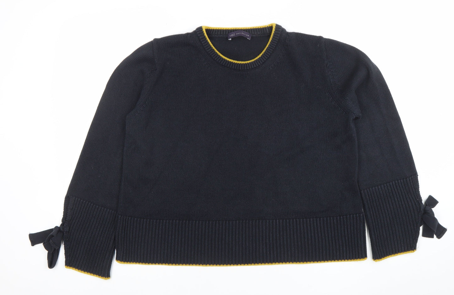 Marks and Spencer Women's Black Cotton Blend Pullover Jumper L