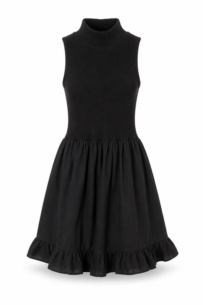 ZARA Women’s Black Sleeveless A-Line Ruffle Short Dress Size S