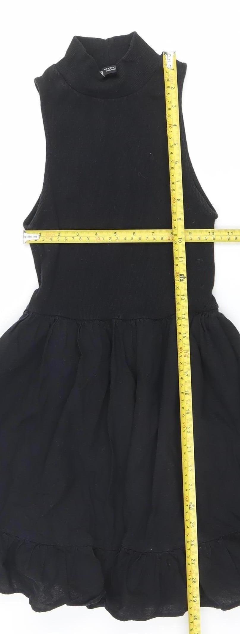 ZARA Women’s Black Sleeveless A-Line Ruffle Short Dress Size S