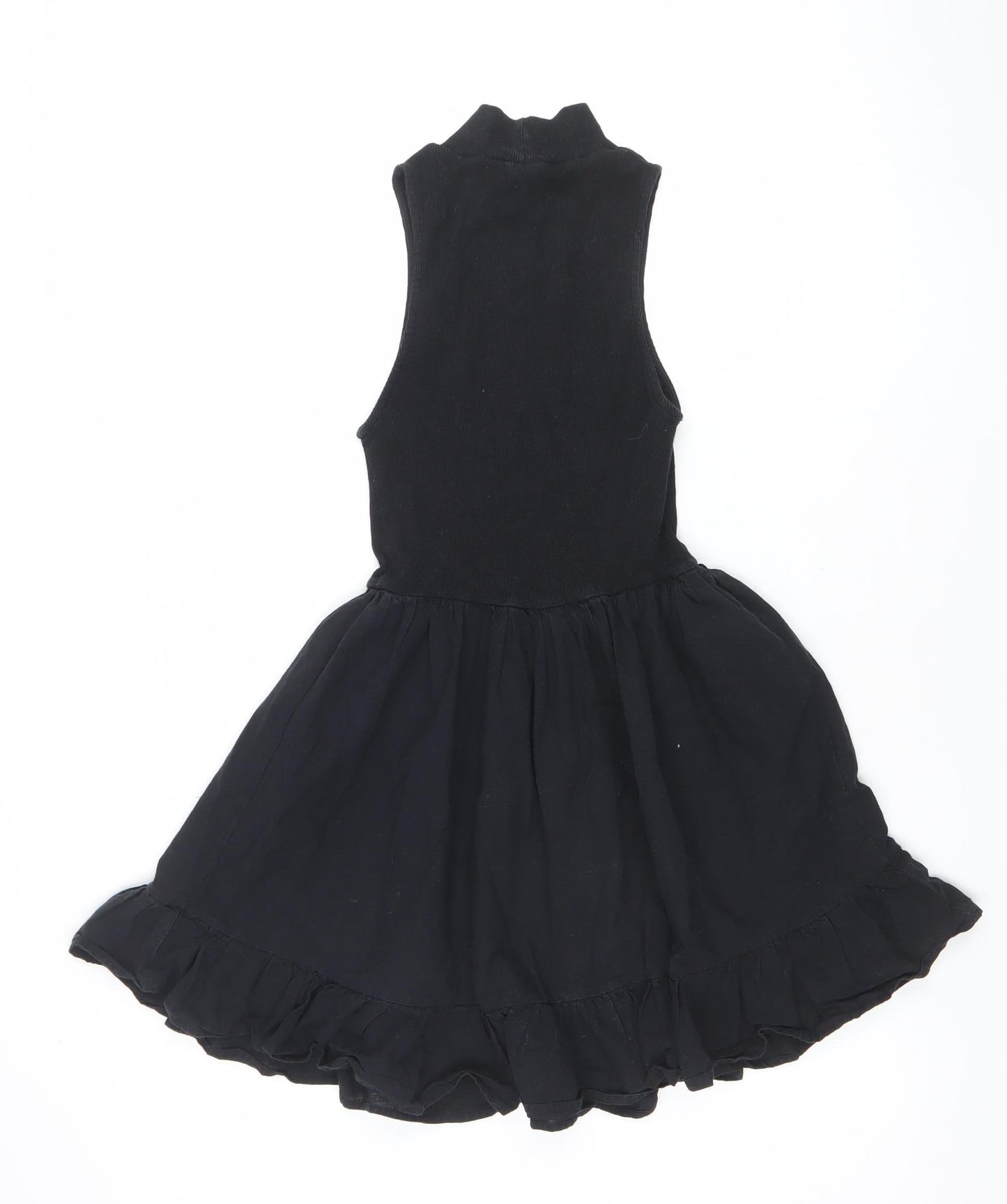 ZARA Women’s Black Sleeveless A-Line Ruffle Short Dress Size S
