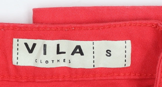 Vila Womens Red Slim Ankle Zip Jeans Size S