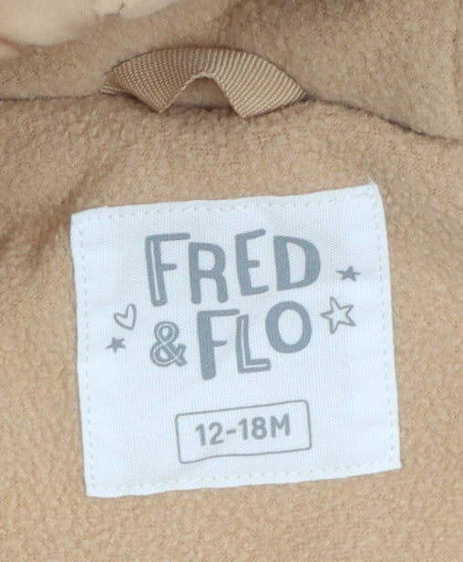Fred & Flo Beige Quilted Hooded Snowsuit 12-18 Months Unisex Baby Winter